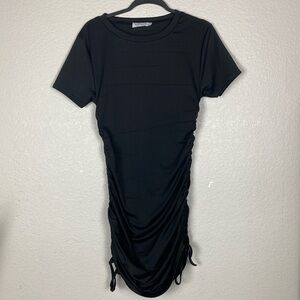Sonja Morgan black ruched side dress